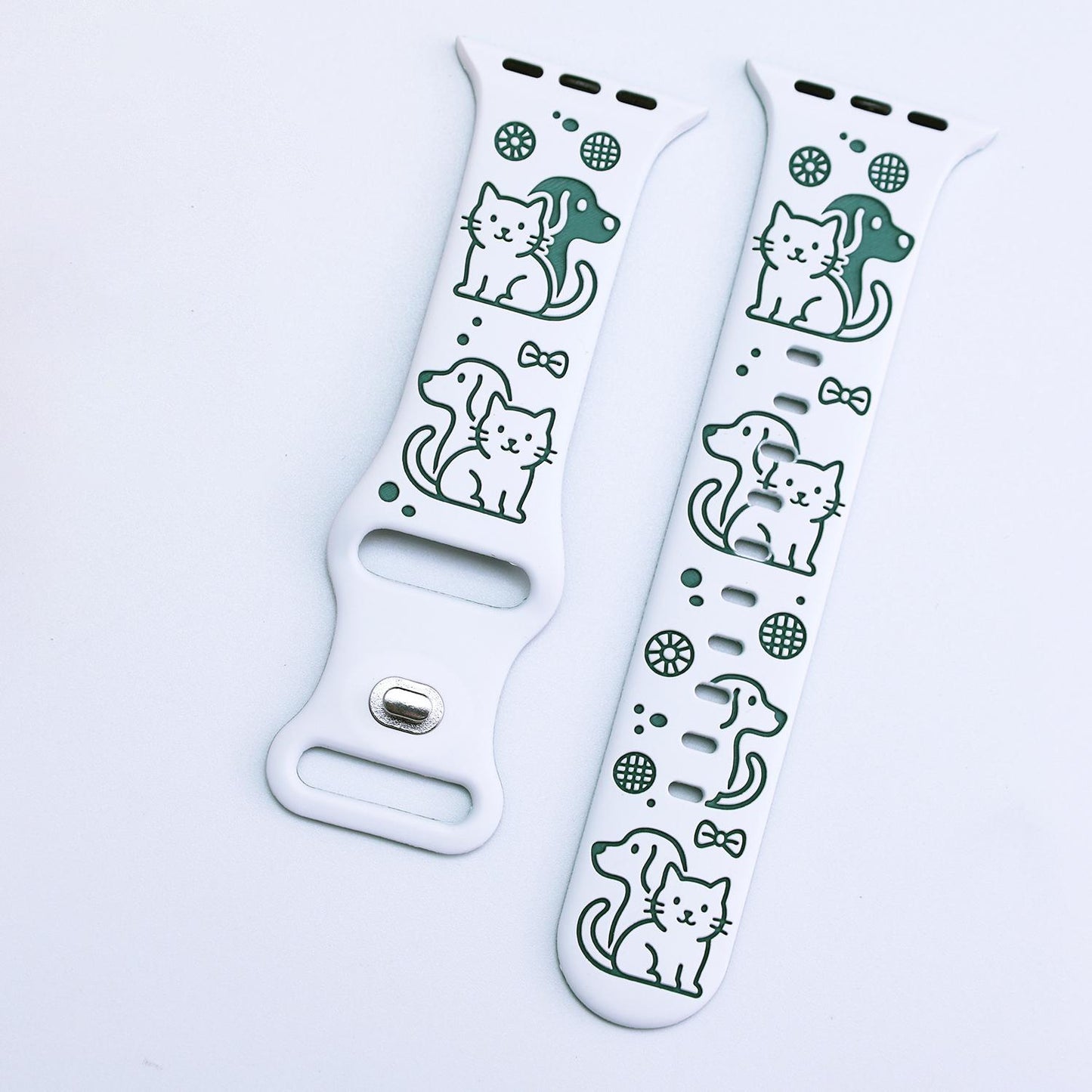 Cute Cat & Dog Engraved Silicone Band for Apple Watch