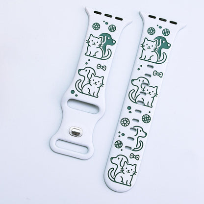 Cute Cat & Dog Engraved Silicone Band for Apple Watch