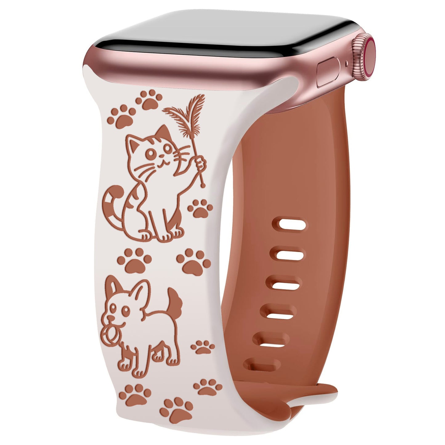 Cute Cat & Dog Engraved Silicone Band for Apple Watch