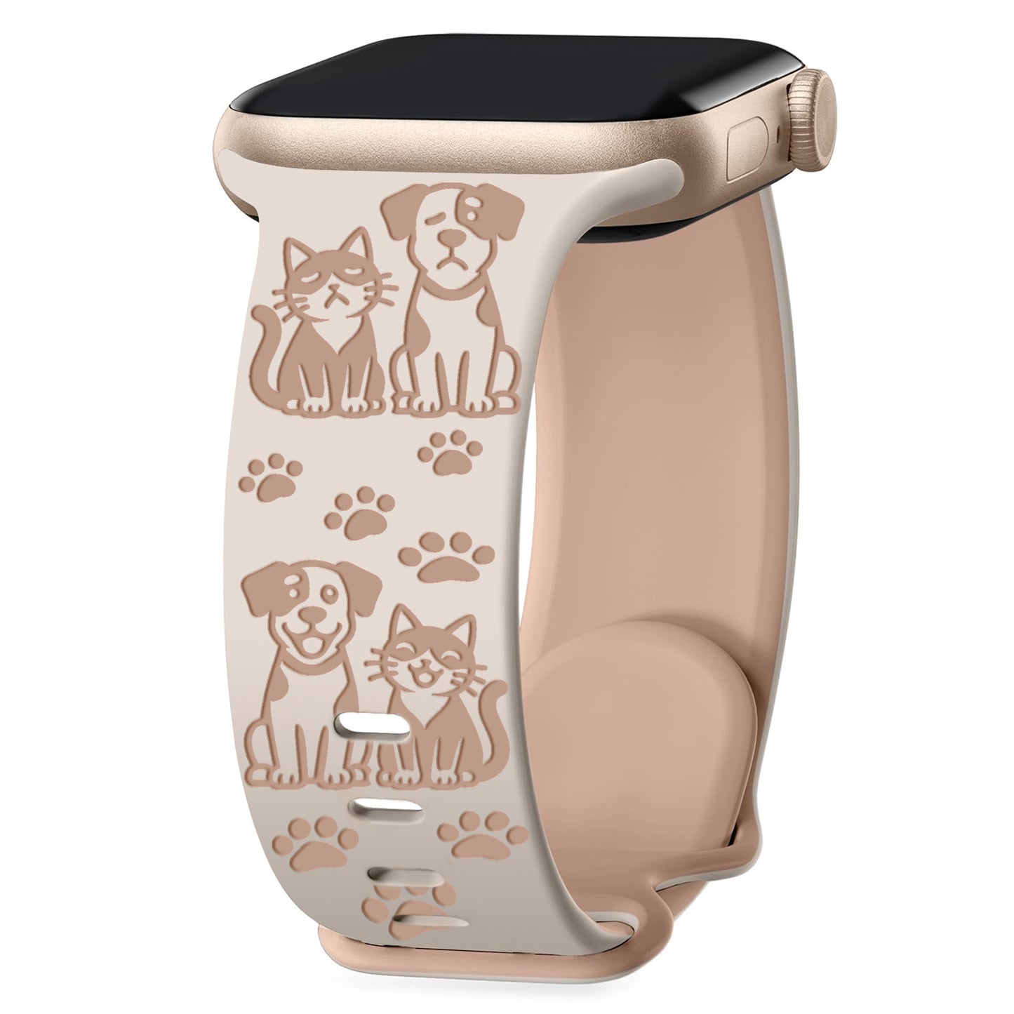 Cute Cat and Dog Engraved Silicone Band for Apple Watch