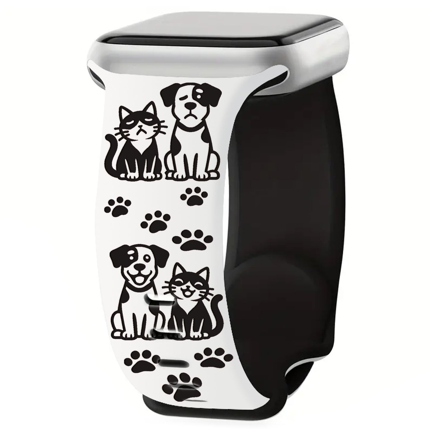 Cute Cat and Dog Engraved Silicone Band for Apple Watch