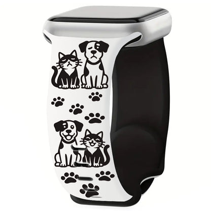 Cute Cat and Dog Engraved Silicone Band for Apple Watch