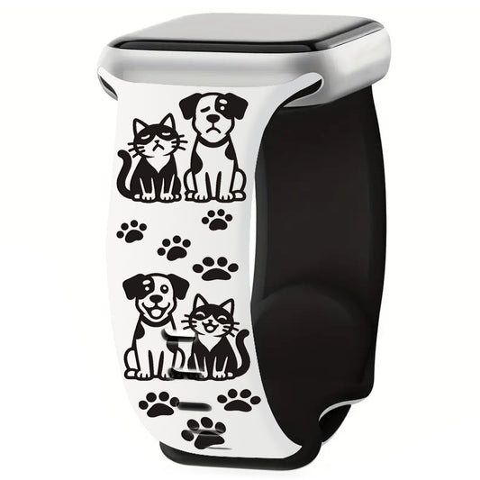 Cute Cat and Dog Engraved Silicone Band for Apple Watch