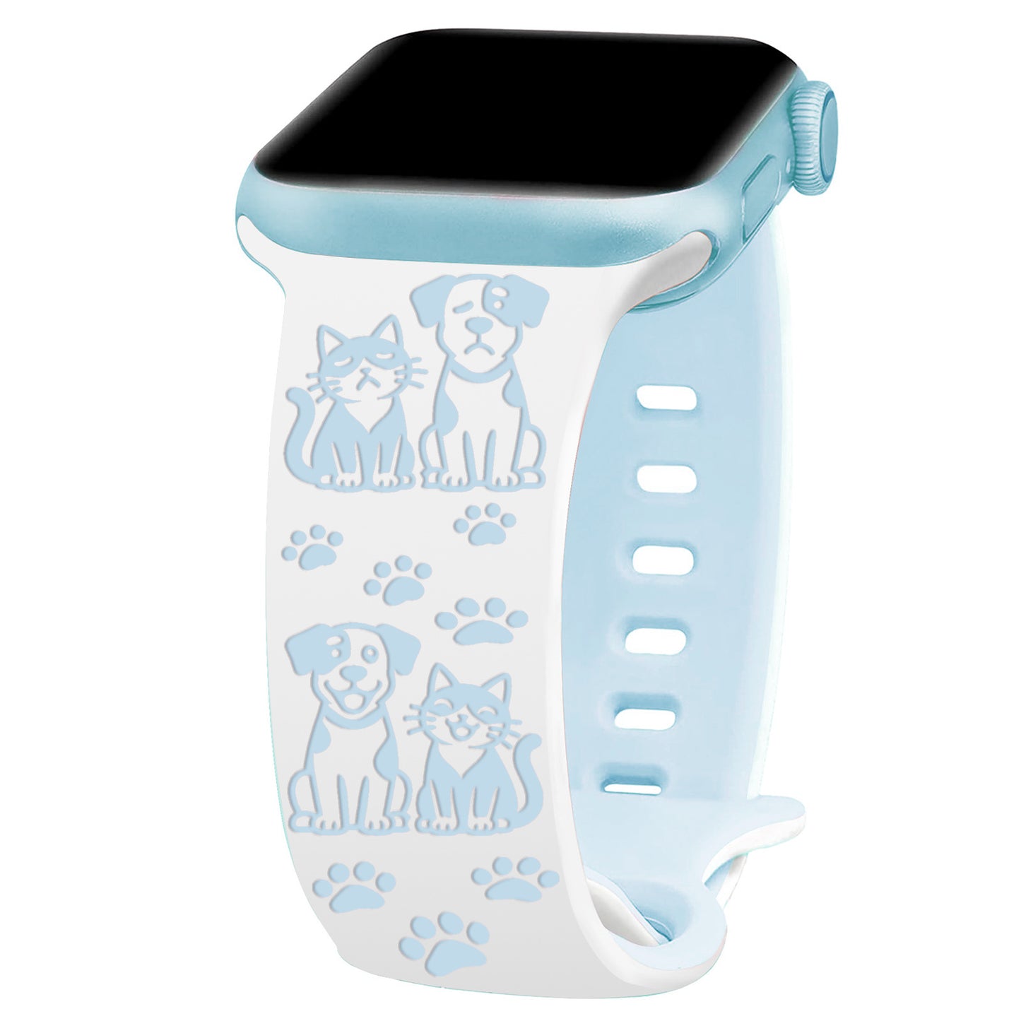 Cute Cat and Dog Engraved Silicone Band for Apple Watch
