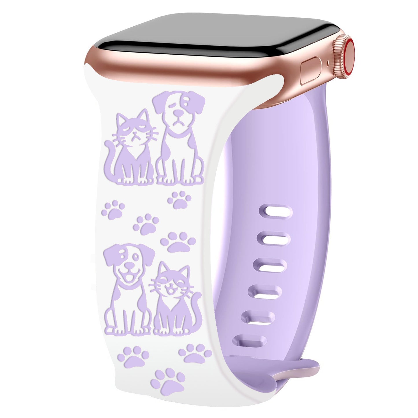 Cute Cat and Dog Engraved Silicone Band for Apple Watch