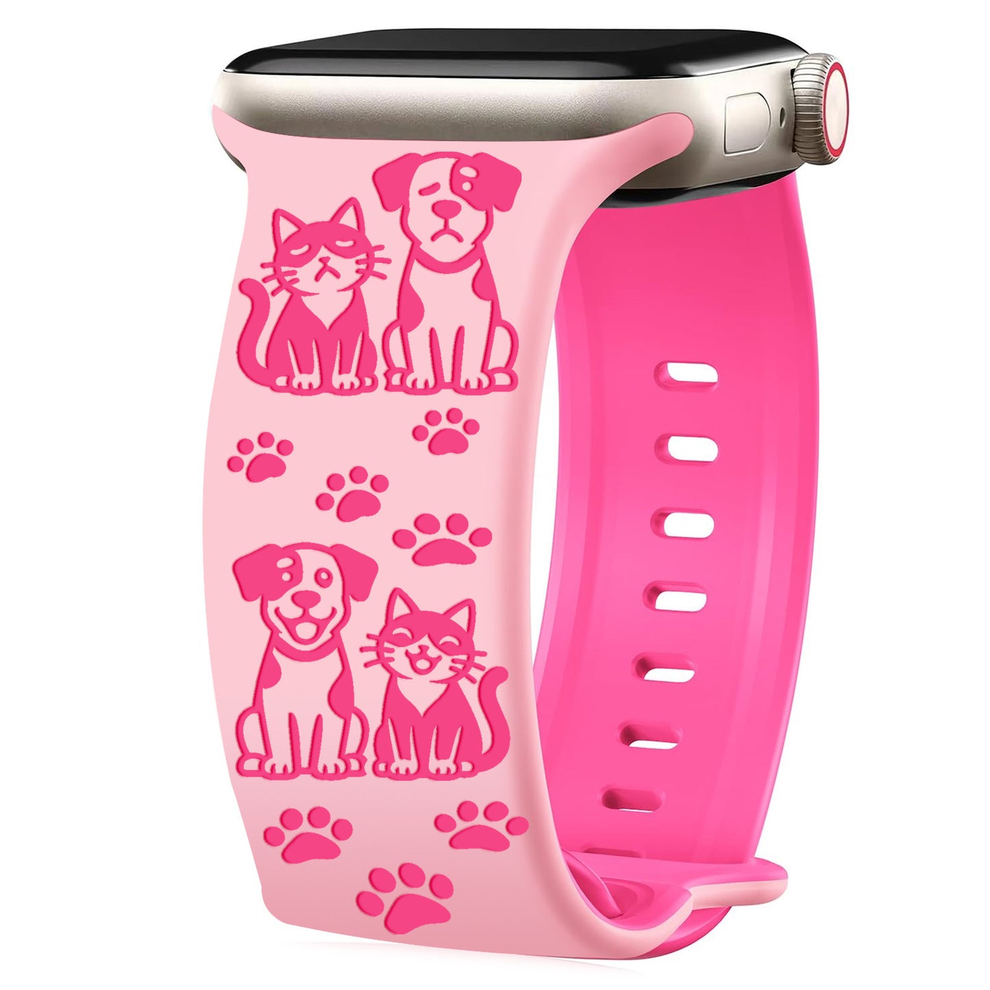 Cute Cat and Dog Engraved Silicone Band for Apple Watch