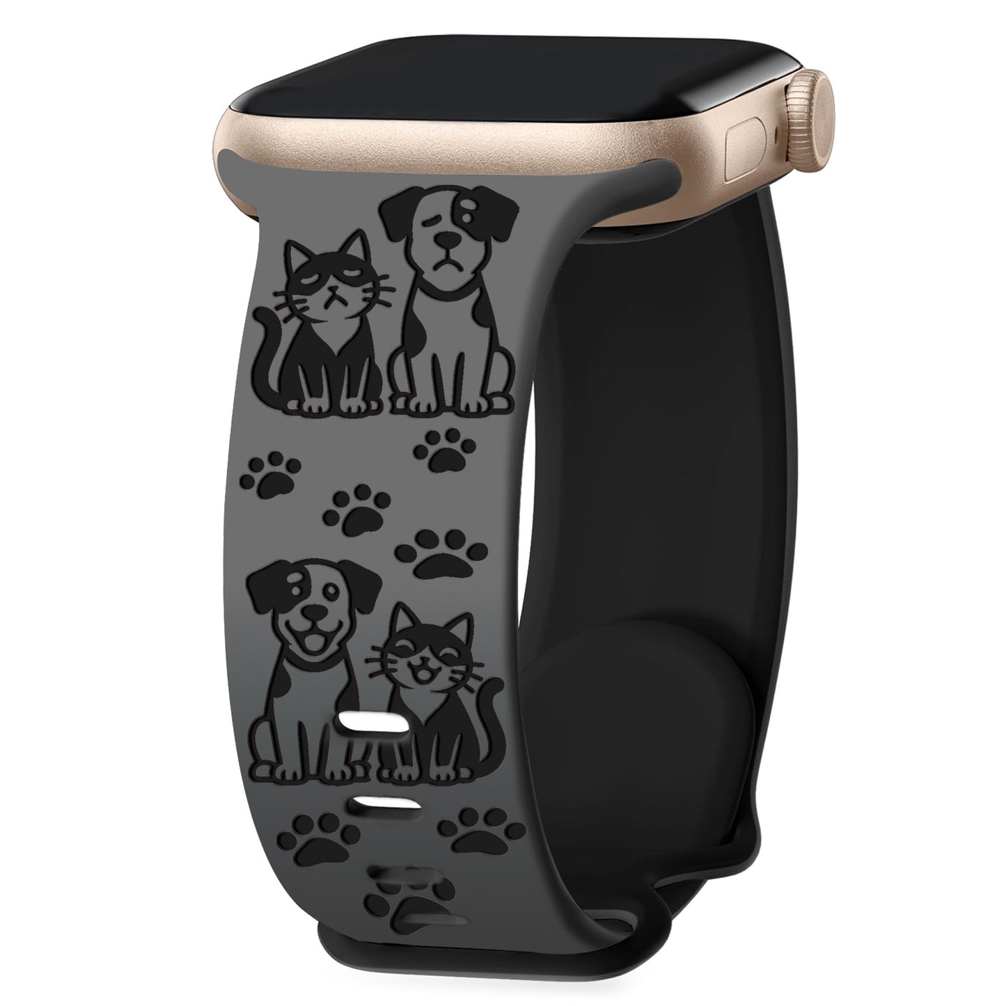 Cute Cat and Dog Engraved Silicone Band for Apple Watch