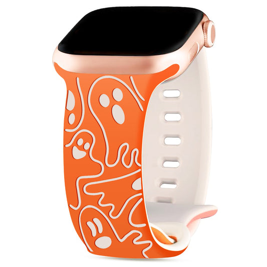 Cute Ghost 3D Laser Engraved Silicone Band for Apple Watch