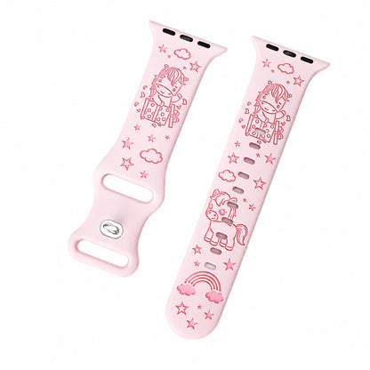Cute Pony 3D Engraved Silicone Band for Apple Watch