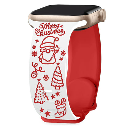 Cute Santa Christmas 3D Engraved Apple Watch Band