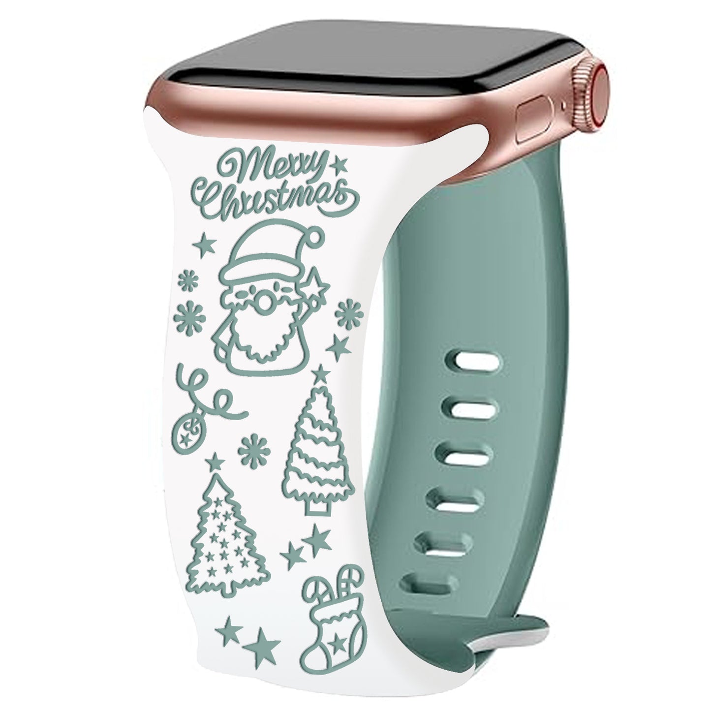 Cute Santa Christmas 3D Engraved Apple Watch Band