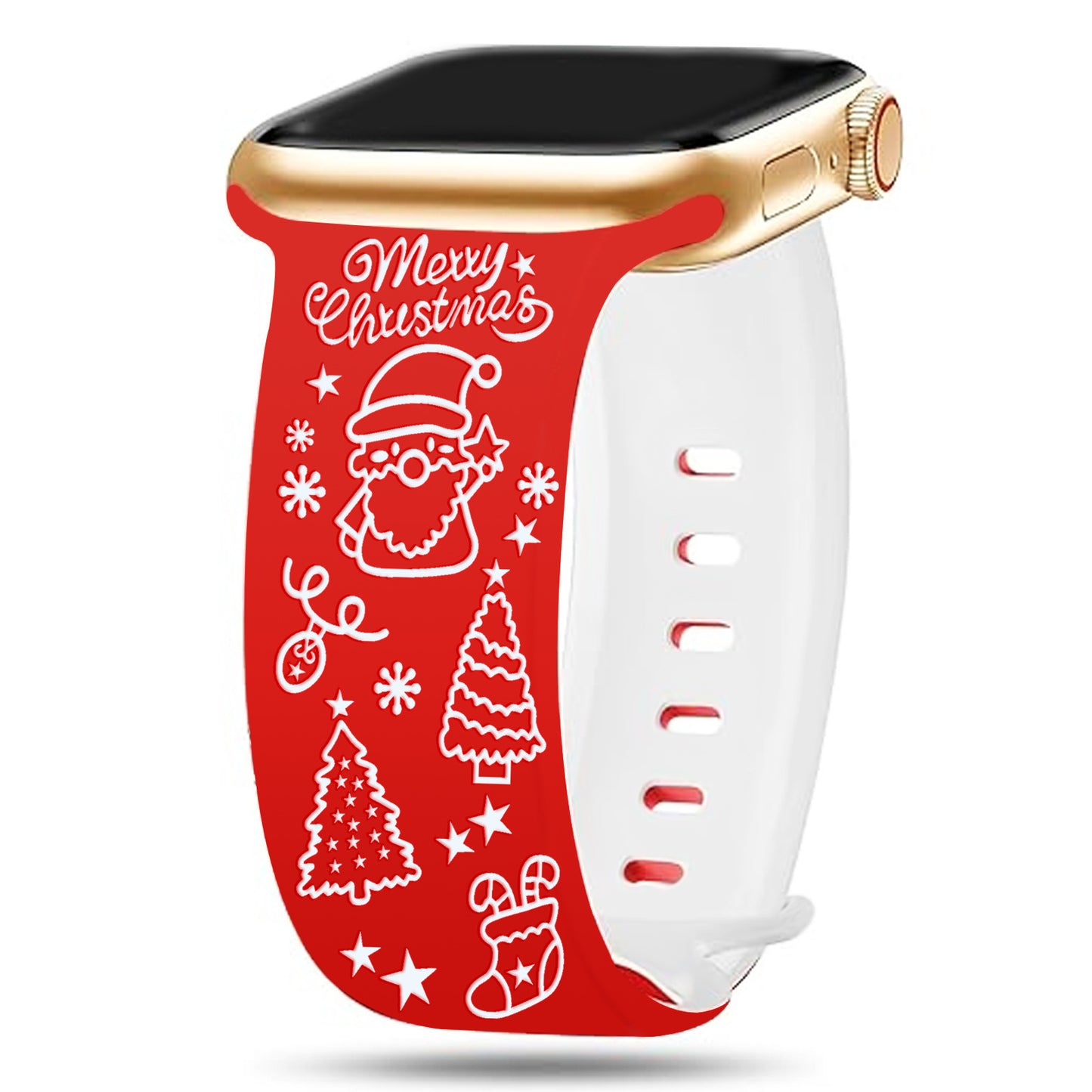 Cute Santa Christmas 3D Engraved Apple Watch Band