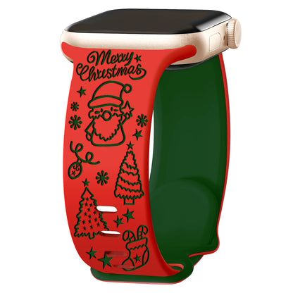 Cute Santa Christmas 3D Engraved Apple Watch Band