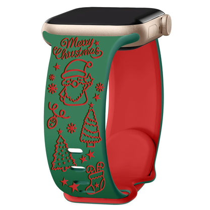 Cute Santa Christmas 3D Engraved Apple Watch Band