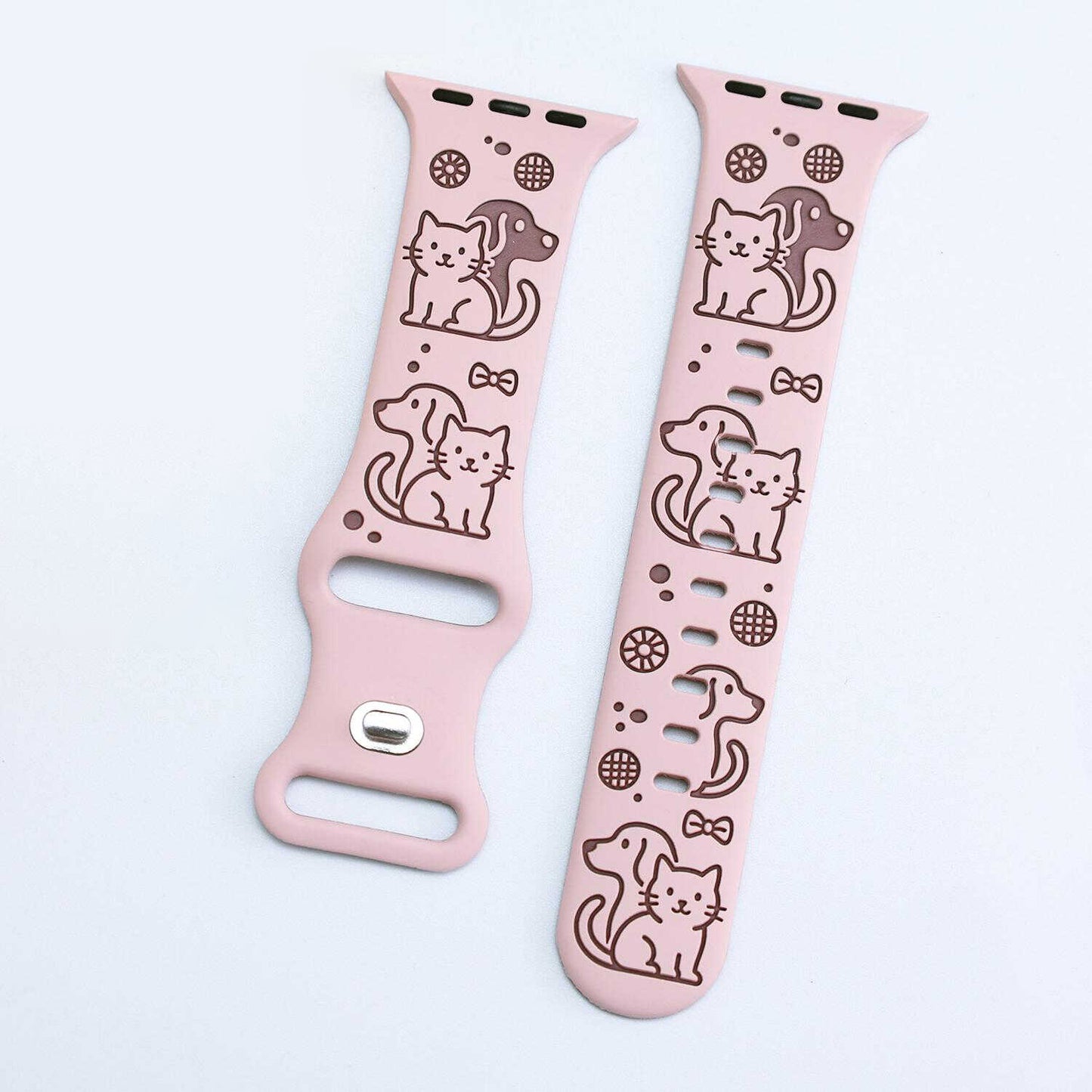 Cute Cat & Dog Engraved Silicone Band for Apple Watch