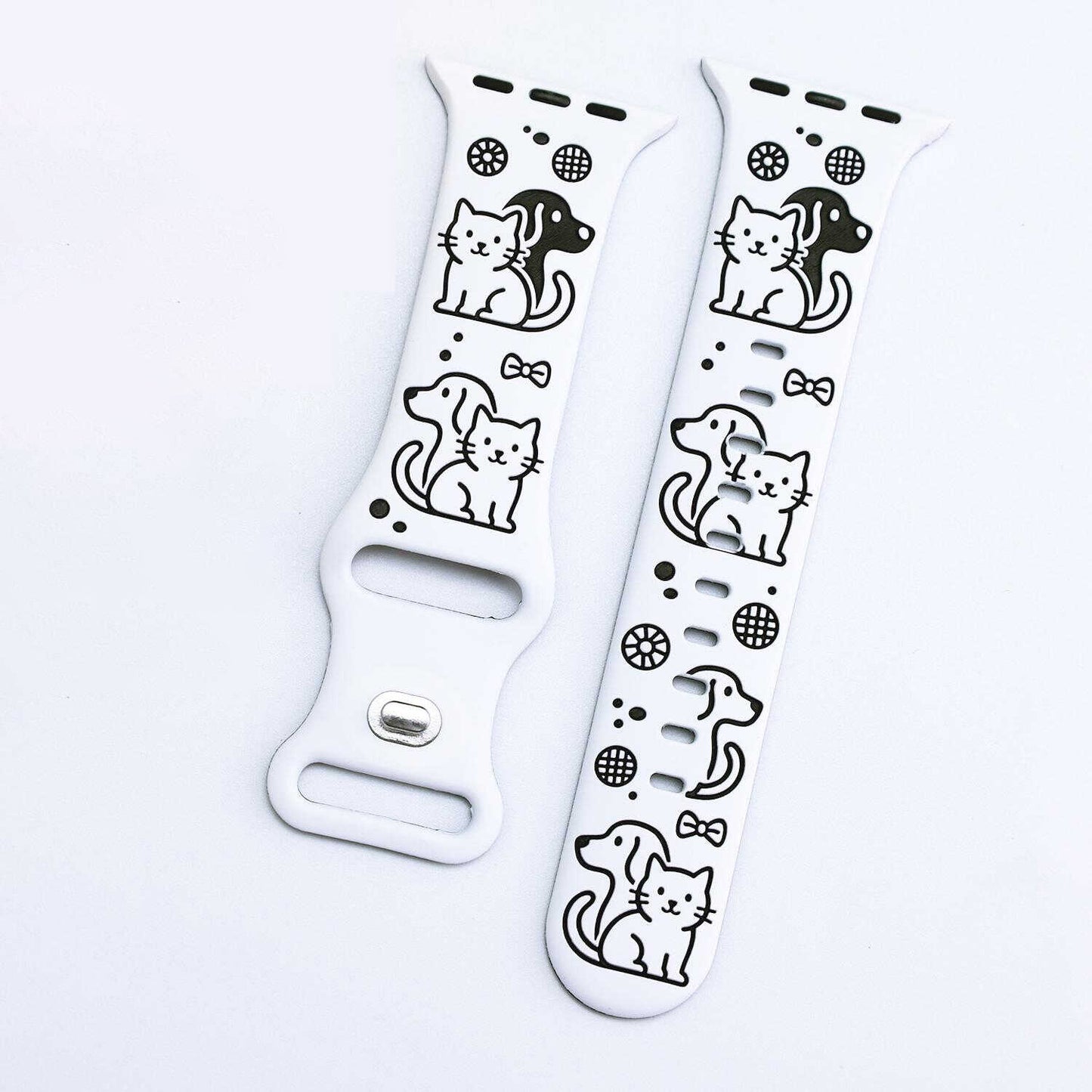 Cute Cat & Dog Engraved Silicone Band for Apple Watch