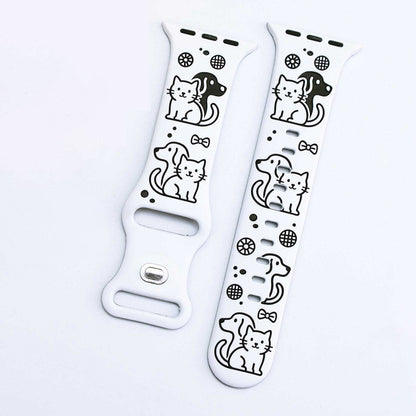 Cute Cat & Dog Engraved Silicone Band for Apple Watch
