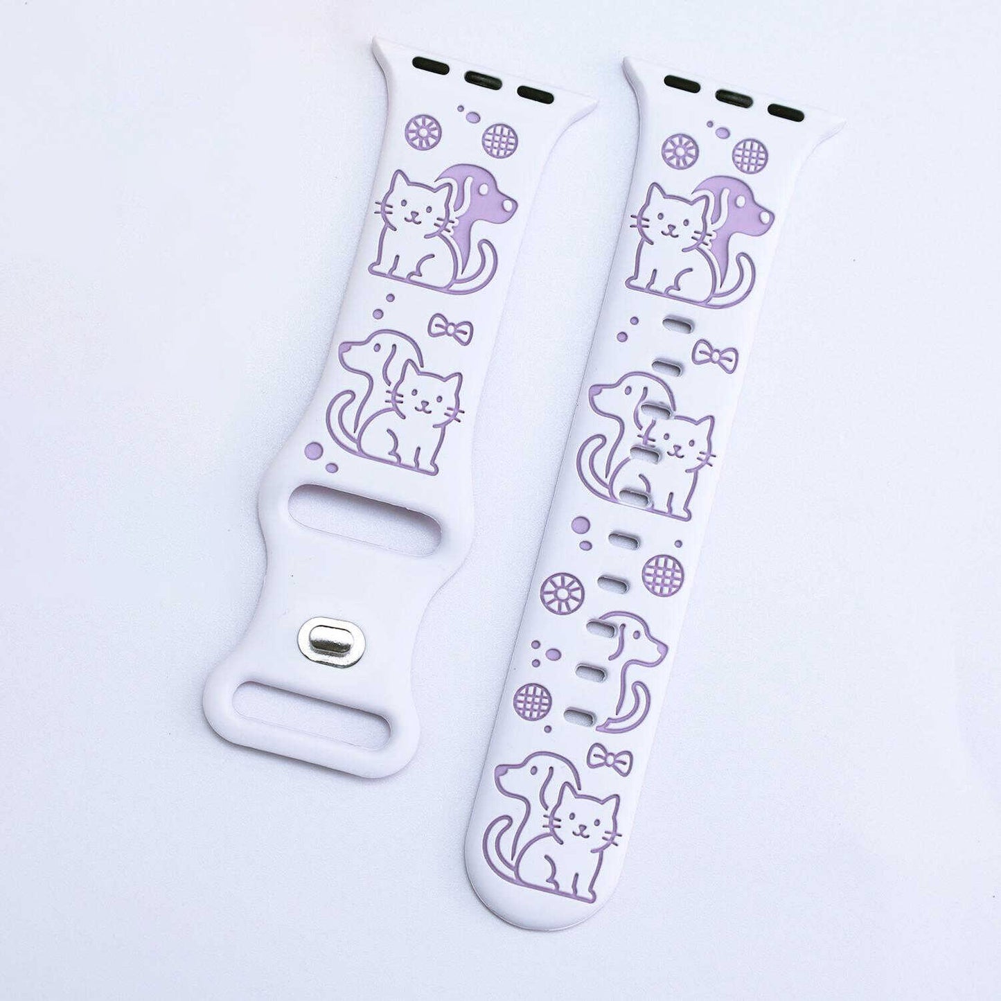Cute Cat & Dog Engraved Silicone Band for Apple Watch