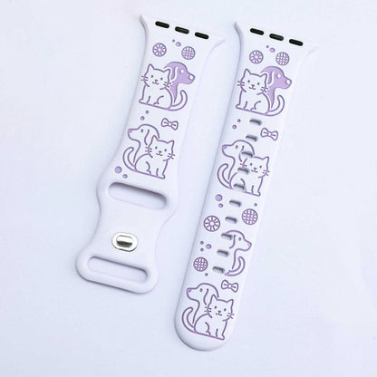Cute Cat & Dog Engraved Silicone Band for Apple Watch