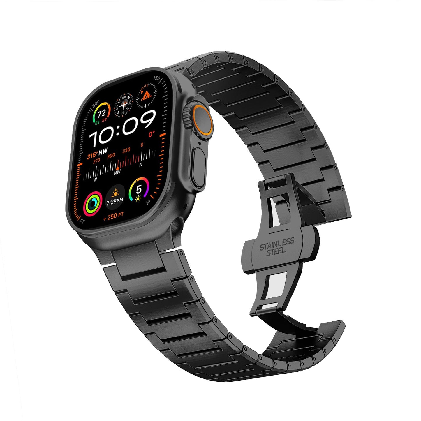 DLC-Enhanced Solid Titanium Link Bracelet for Apple Watch