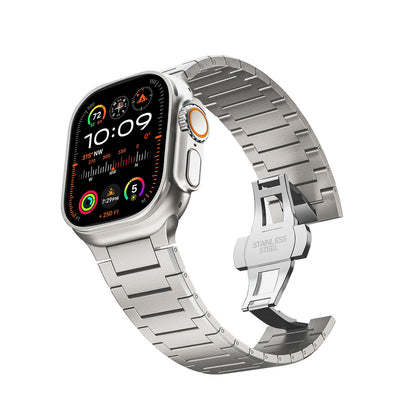 DLC-Enhanced Solid Titanium Link Bracelet for Apple Watch