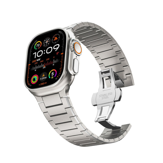 DLC-Enhanced Solid Titanium Link Bracelet for Apple Watch