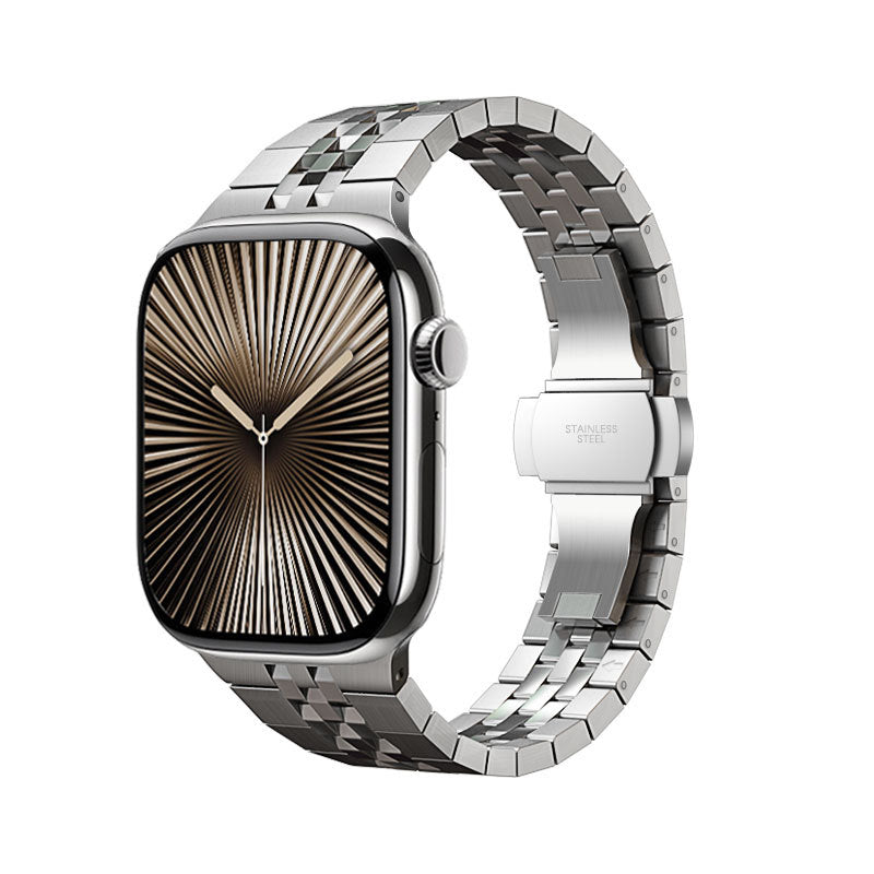 Diamond-Cut Stainless Steel Band for Apple Watch.