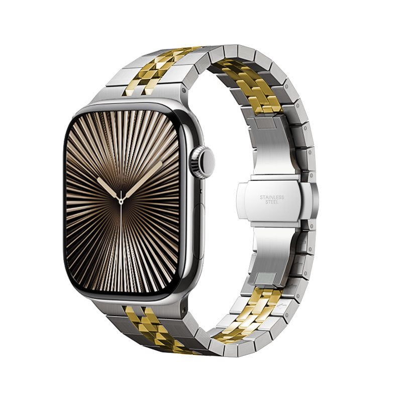 Diamond-Cut Stainless Steel Band for Apple Watch.