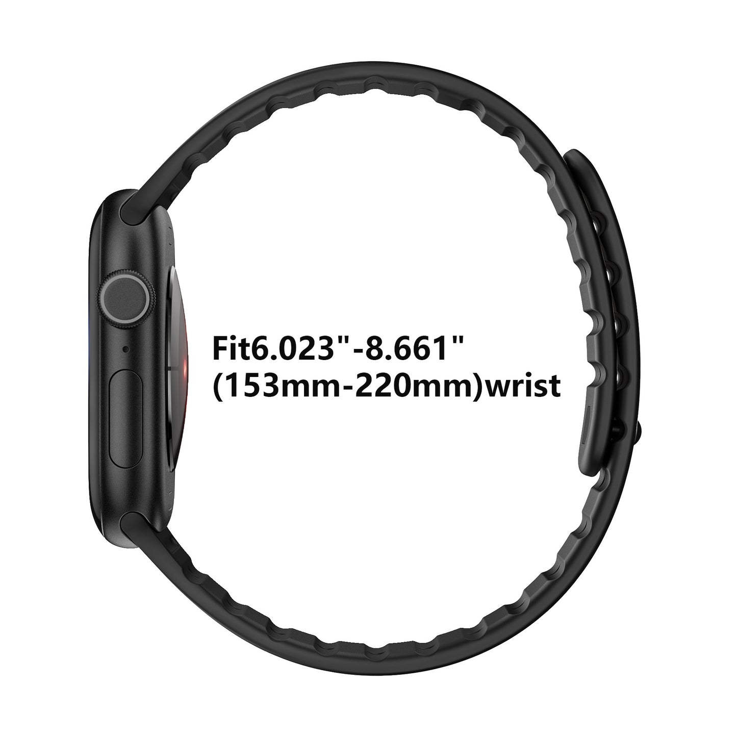 Dual-Tone Magnetic Silicone Band for Apple Watch with Glow Accent Option.