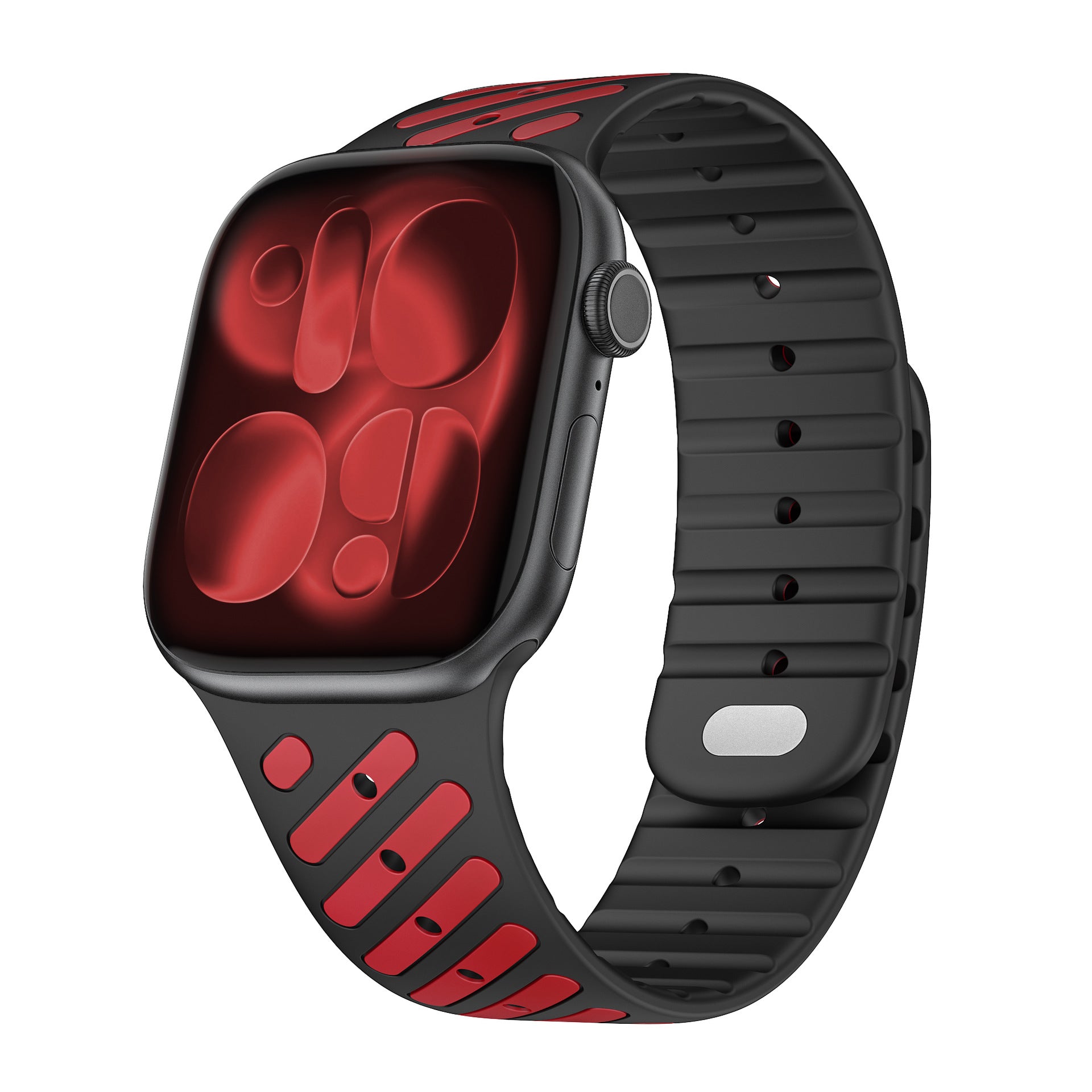 Dual-Tone Magnetic Silicone Band for Apple Watch with Glow Accent Option.