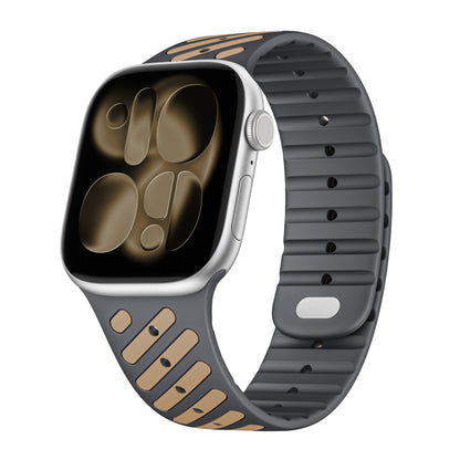 Dual-Tone Magnetic Silicone Band for Apple Watch with Glow Accent Option.