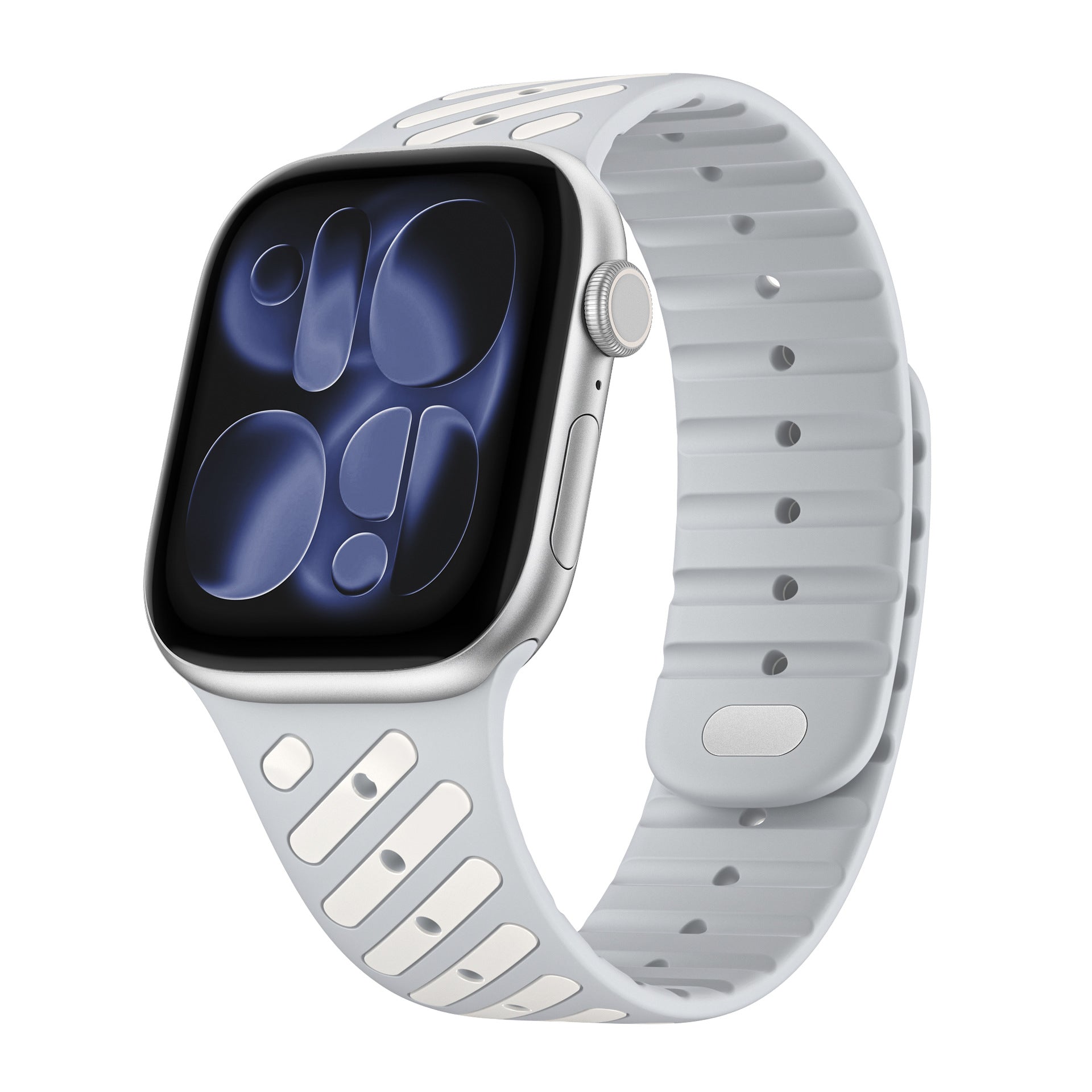 Dual-Tone Magnetic Silicone Band for Apple Watch with Glow Accent Option.