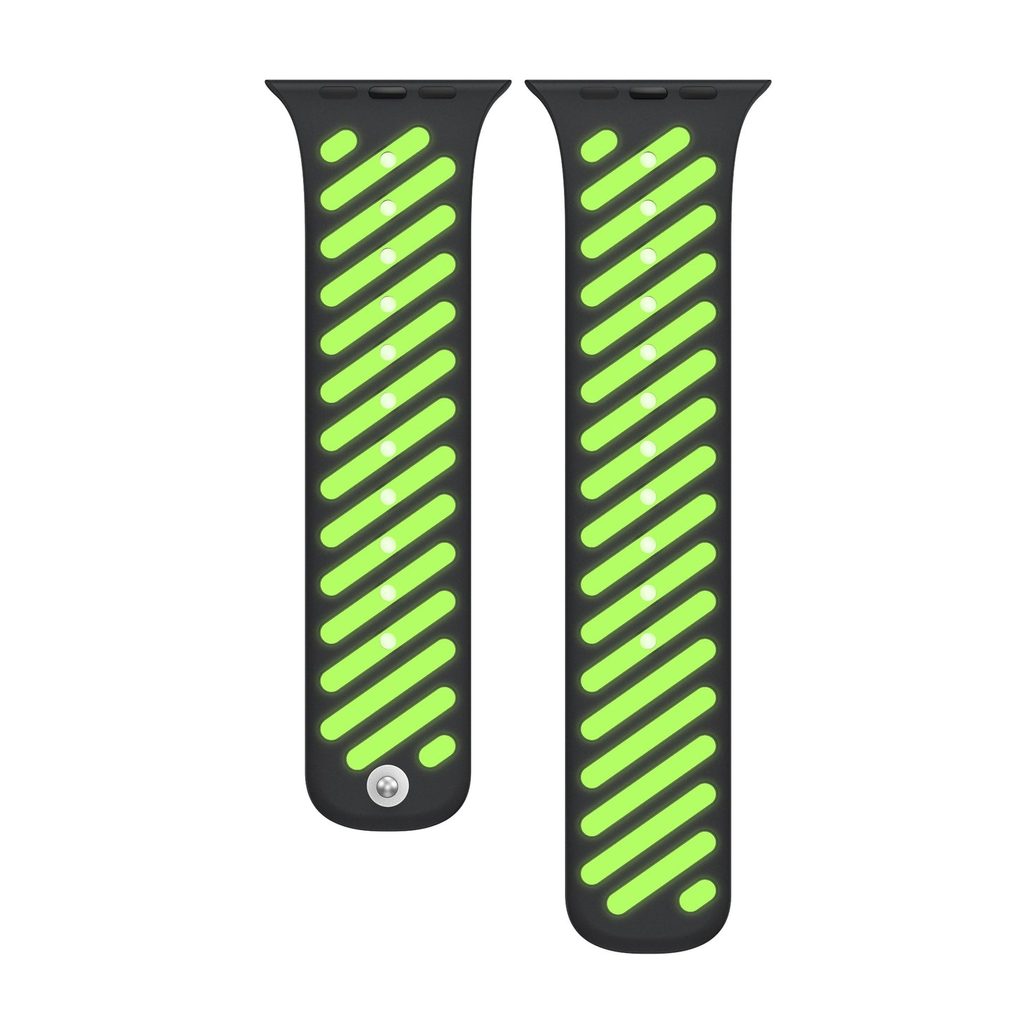 Dual-Tone Magnetic Silicone Band for Apple Watch with Glow Accent Option.