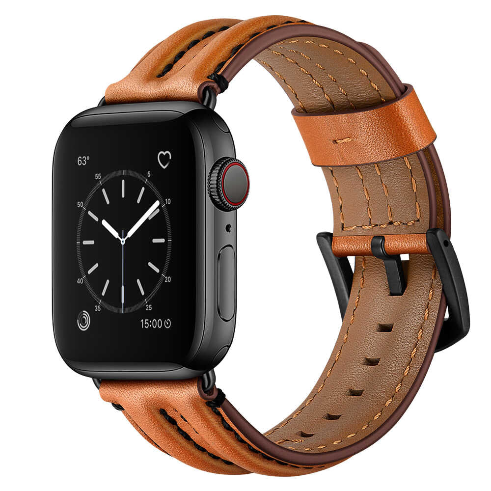 Dual Bone Leather Band for Apple Watch Vintage Business Strap.