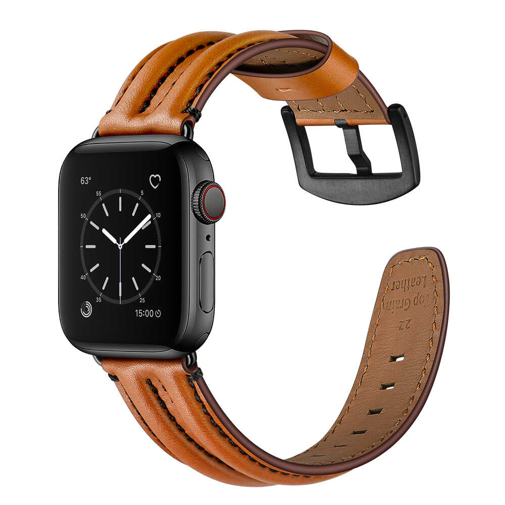 Dual Bone Leather Band for Apple Watch Vintage Business Strap.