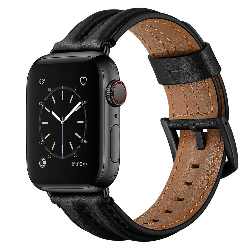 Dual Bone Leather Band for Apple Watch Vintage Business Strap.