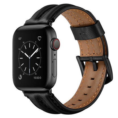 Dual Bone Leather Band for Apple Watch Vintage Business Strap.