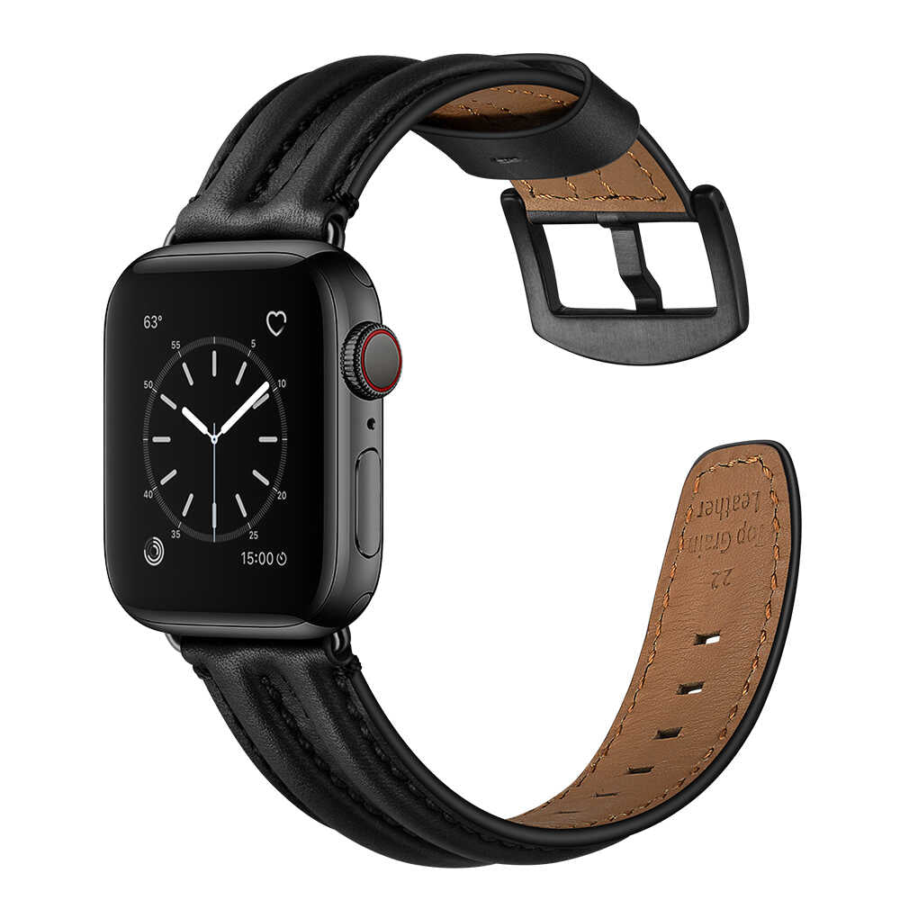 Dual Bone Leather Band for Apple Watch Vintage Business Strap.