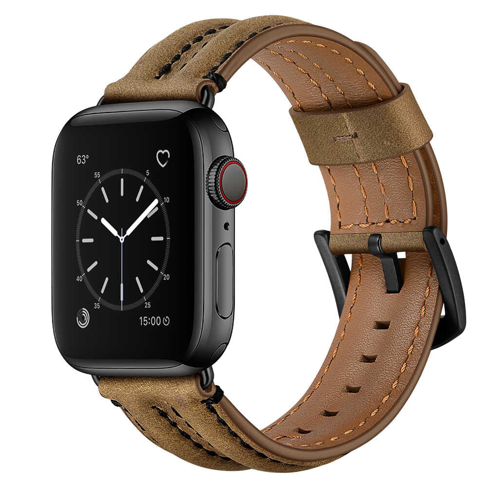 Dual Bone Leather Band for Apple Watch Vintage Business Strap.