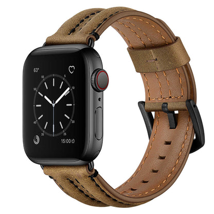 Dual Bone Leather Band for Apple Watch Vintage Business Strap.