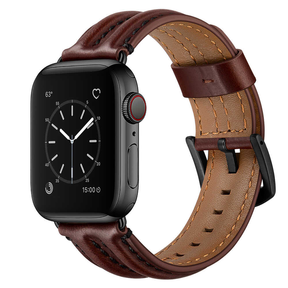 Dual Bone Leather Band for Apple Watch Vintage Business Strap.