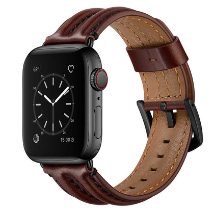 Dual Bone Leather Band for Apple Watch Vintage Business Strap.