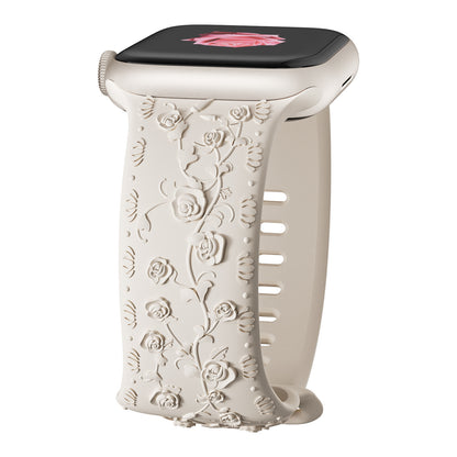 Embossed Rose Silicone Band for Apple Watch