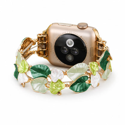Enamel Leaf Bracelet Band for Apple Watch – Nature-Inspired Jewelry Style
