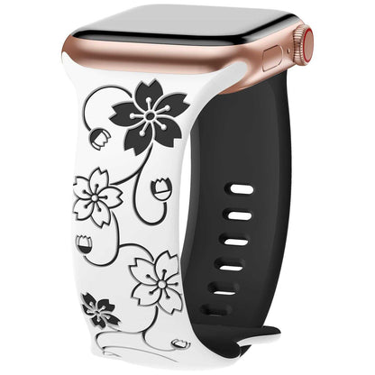 Floral Pattern Silicone Band for Apple Watch