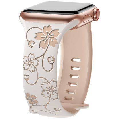 Floral Pattern Silicone Band for Apple Watch