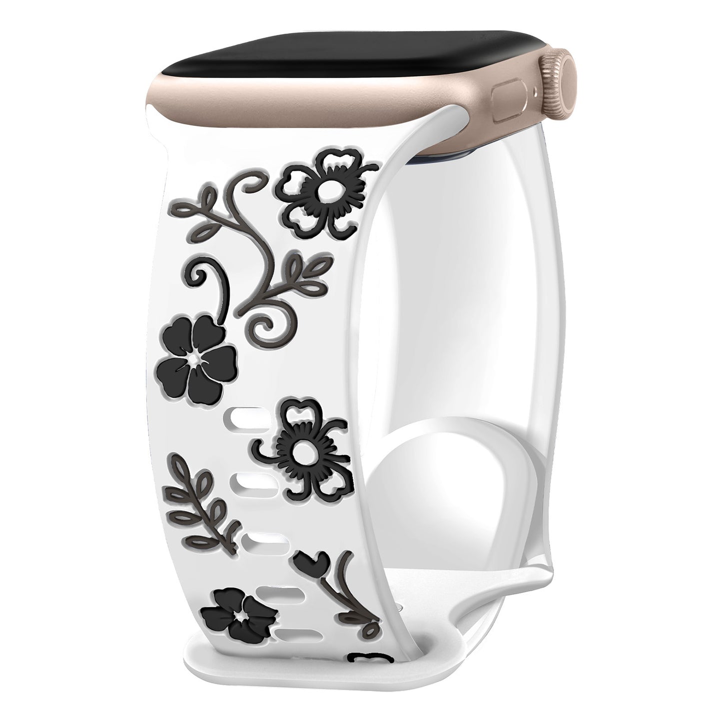 Floral Resin-Printed Silicone Band for Apple Watch