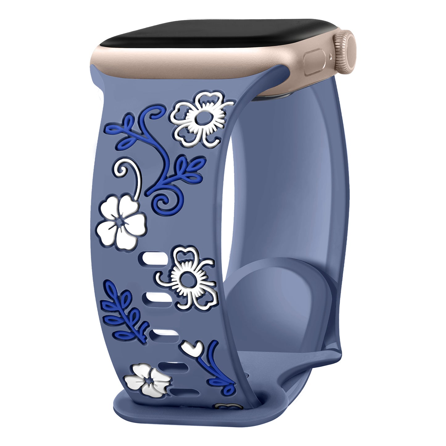 Floral Resin-Printed Silicone Band for Apple Watch