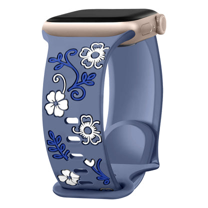 Floral Resin-Printed Silicone Band for Apple Watch