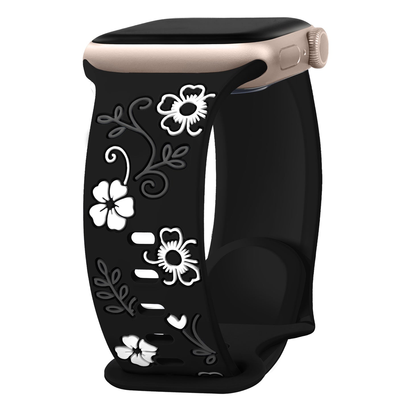 Floral Resin-Printed Silicone Band for Apple Watch